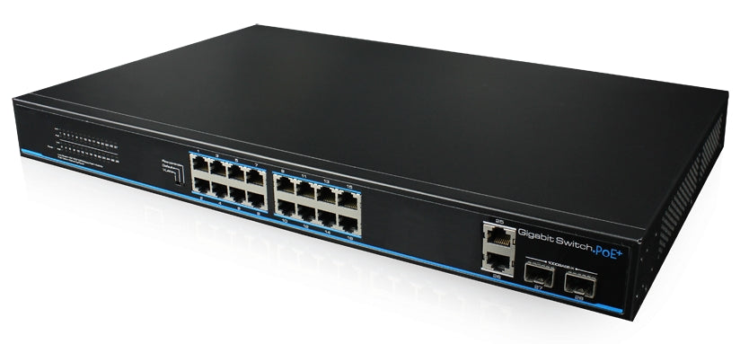 16x PoE+ Netzwerk Smart Gigabit Switch, 4x Gigabit Uplink-Ports (RJ45 + SFP), 170W, 40Gbps Kapazität, One-Key VLAN, Metallgeh
