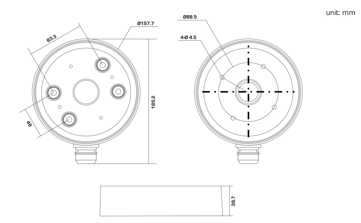 Neostar Junction Box / Anschlussdose für Dome- und PTZ-Kameras, Aluminium – NAC-DOME-JB-ZJ1280-SD11