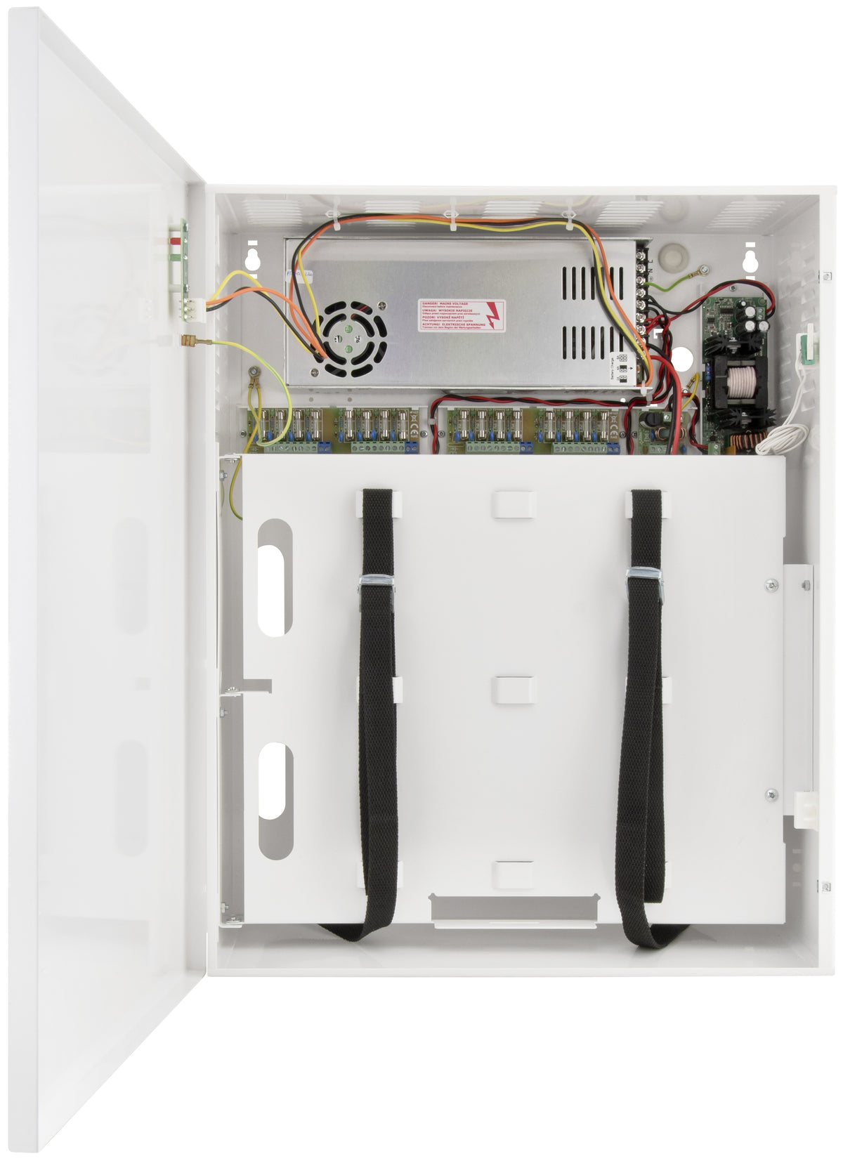 Puffer-Netzteilkasten für 16 Kameras und Platz für ein DVR / NVR, 264W Leistung, Platz für Akku, Überlastschutz, Metallgehäus