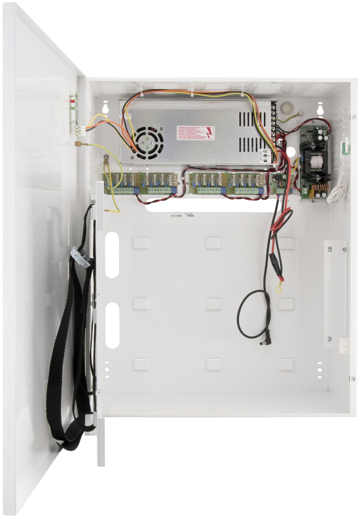 Puffer-Netzteilkasten für 16 Kameras und Platz für ein DVR / NVR, 264W Leistung, Platz für Akku, Überlastschutz, Metallgehäus