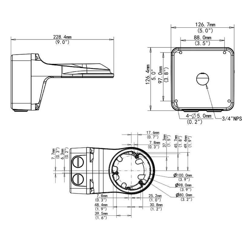 BALTER X Wandhalterung mit Anschlussdose / Junction Box für mini Dome-Kameras, Aluminium, Weiß – BCC-A03WMJB