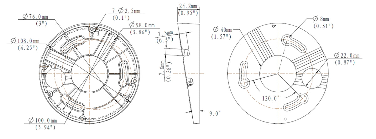BALTER X Geineighte Dome-Kamera Deckenhalterung, D108 x 23 mm, Deckenmontage, Kunststoff, Weiß – BCC-A24TM