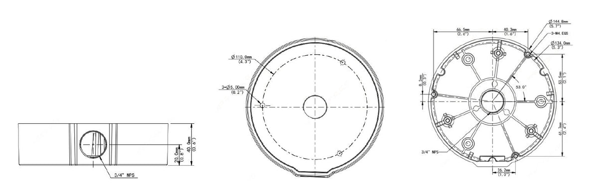 BALTER X Anschlussdose / Junction Box für PRO Dome-Kameras mit Vario- und Motorzoom-Objektiven, D144.8 x 40 mm, Wand- und Dec