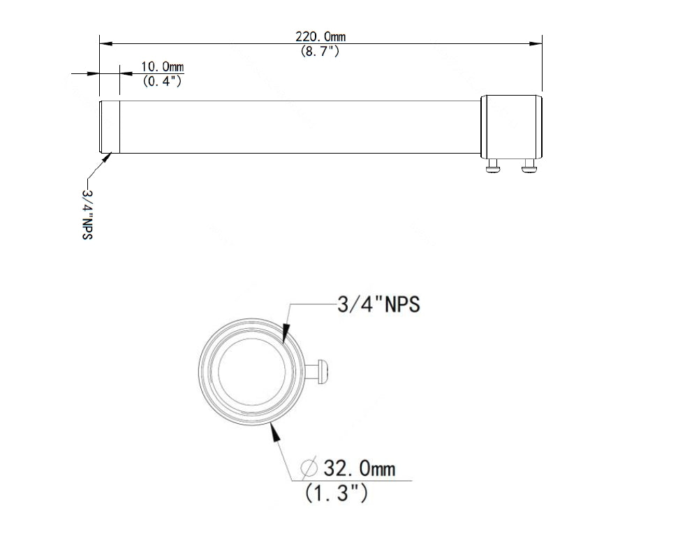 BALTER X Erweiterung der Deckenhalterung (200mm, benötigt Adapter für Hängemontage mit BCC-A05CM), D32 x 220 mm, Aluminium, W