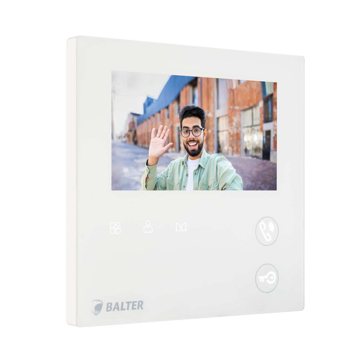 BALTER EVO MINI 4.3" Videostation, LCD-Farb-Bildschirm, microSD, Sensortasten, 2-Draht BUS, Plexiglas, Interkom, Weiß – EVO-M