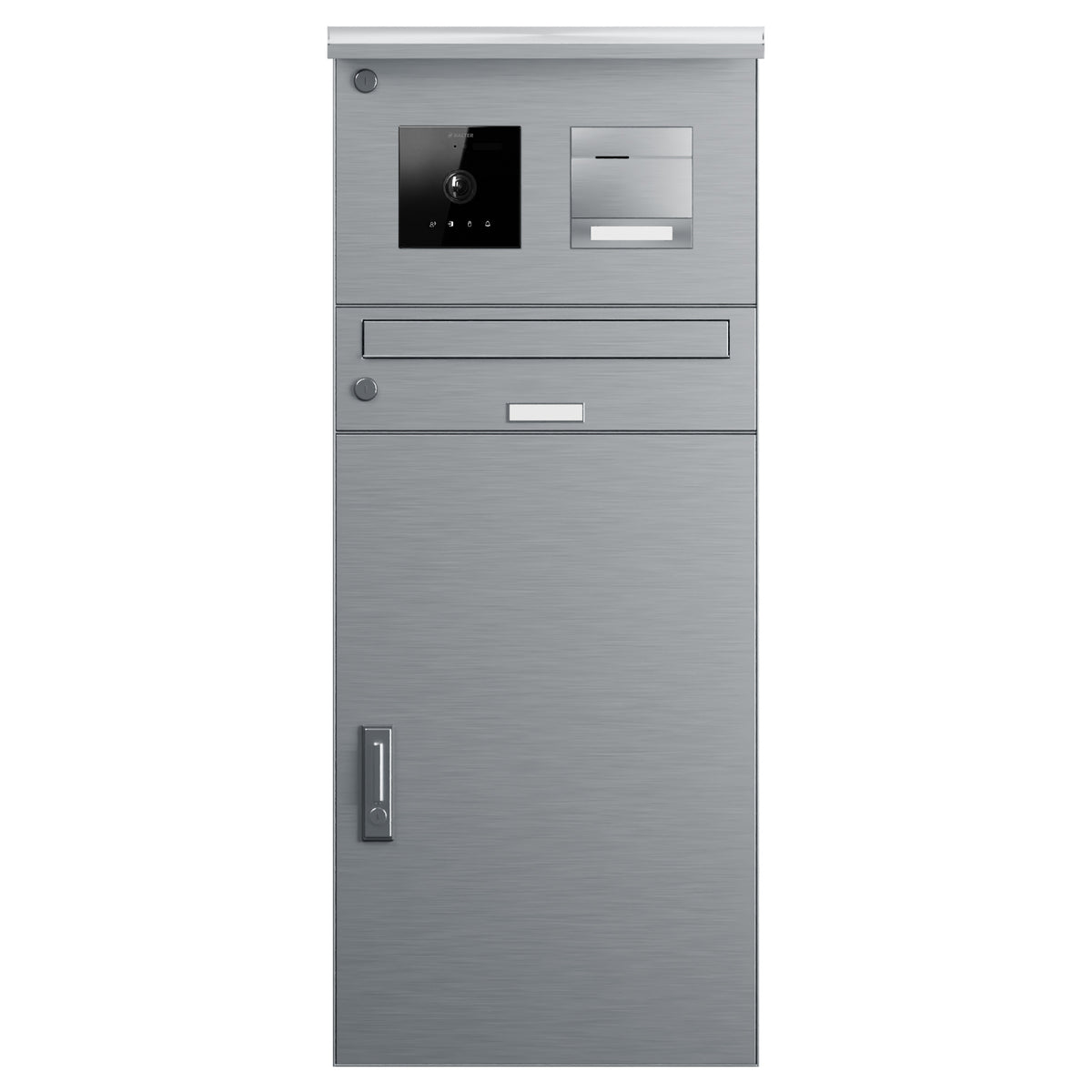 BALTER Standbriefkasten mit Paketfach für 1 Einheit, integrierte EVO-HD-PRO-Module: Kameramodul und Audiomodul mit 1 Ruftaste