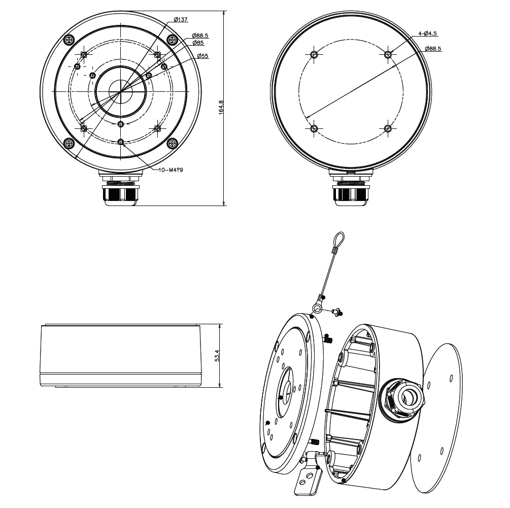 NEOSTAR Universelle Junction Box D137 für Neostar IP und TVI Außenkameras – NAC-C01JB