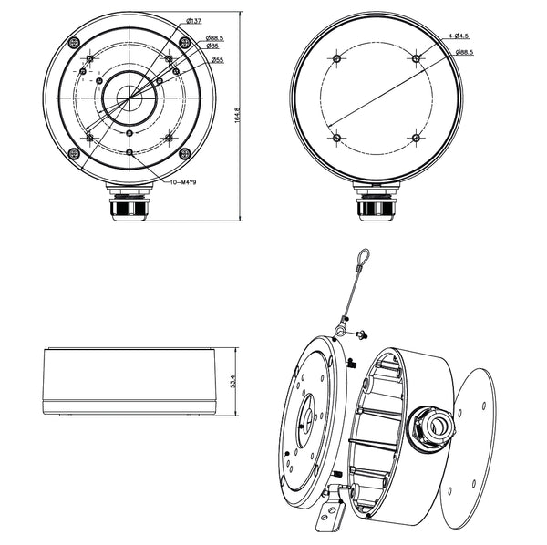 NEOSTAR Universelle Junction Box D137 für Neostar IP und TVI Außenkameras – NAC-C01JB
