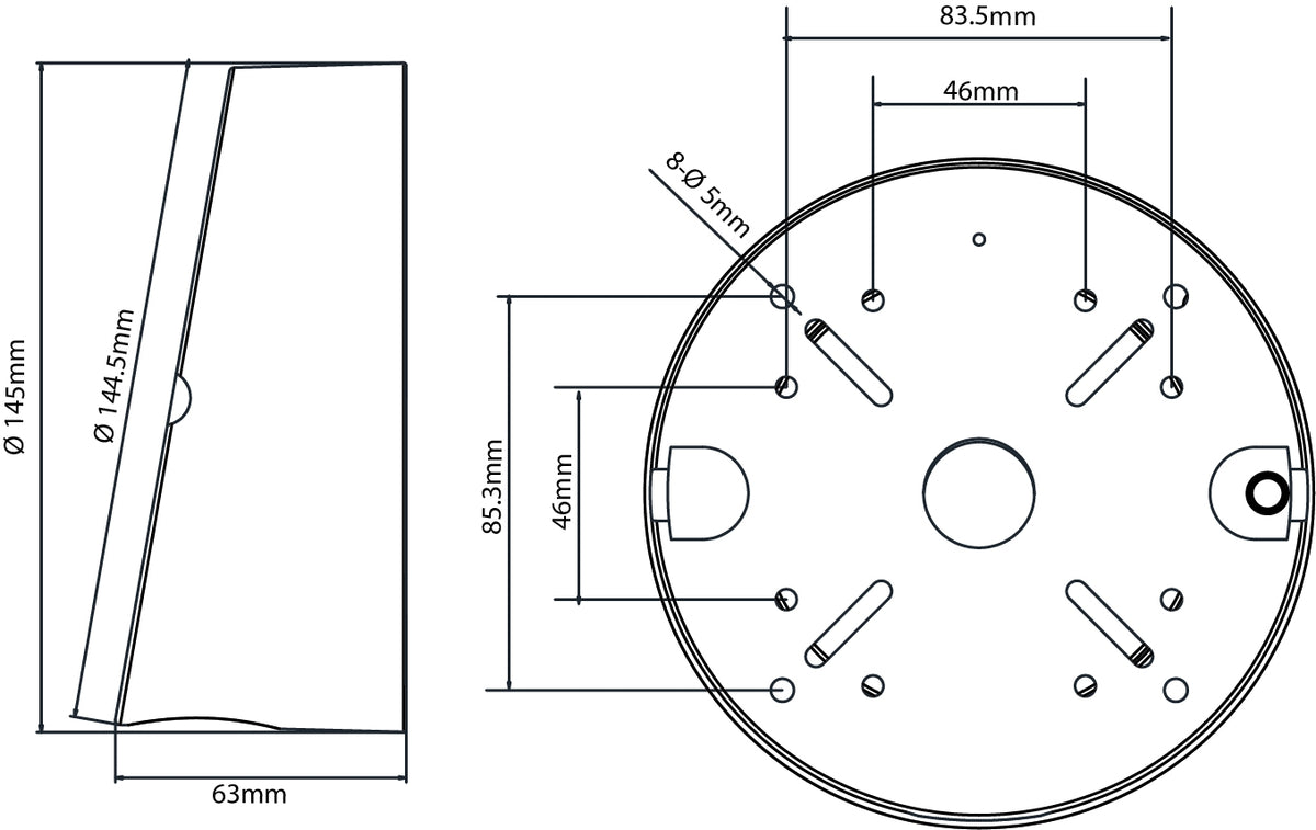 Deckenbefestigung abgeschrägt für die NEOSTAR Dome-Kameras – CM-DOME-AS-02