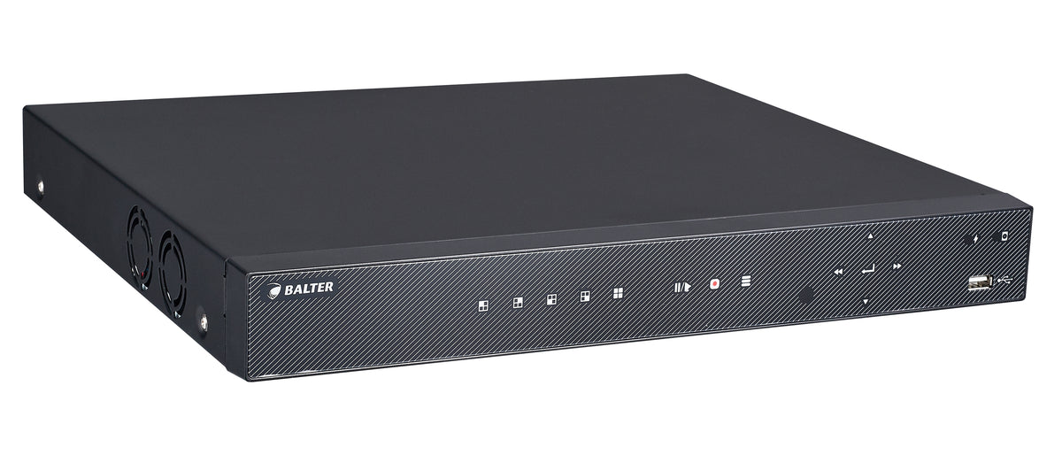 BALTER 16-Kanal PoE 4K Netzwerk Videorekorder, 3840×2160p, H.265, P2P, Videoanalyse, Tripple-Stream, Balter CMS, HDMI 4K, 48V
