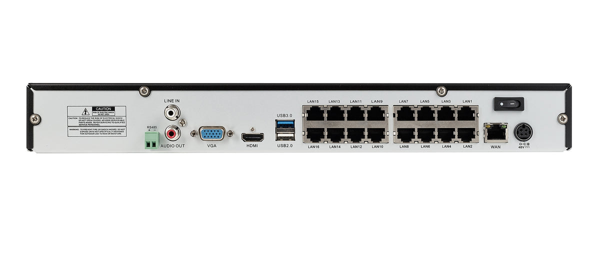BALTER 16-Kanal PoE 4K Netzwerk Videorekorder, 3840×2160p, H.265, P2P, Videoanalyse, Tripple-Stream, Balter CMS, HDMI 4K, 48V