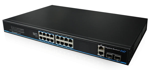 16x PoE+ Netzwerk Smart Gigabit Switch, 4x Gigabit Uplink-Ports (RJ45 + SFP), 170W, 40Gbps Kapazität, One-Key VLAN, Metallgeh