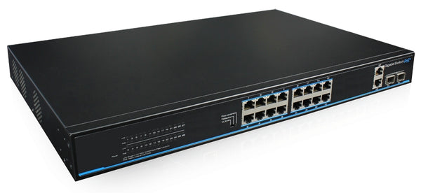 16x PoE+ Netzwerk Smart Gigabit Switch, 4x Gigabit Uplink-Ports (RJ45 + SFP), 170W, 40Gbps Kapazität, One-Key VLAN, Metallgeh