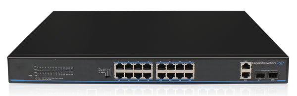 16x PoE+ Netzwerk Smart Gigabit Switch, 4x Gigabit Uplink-Ports (RJ45 + SFP), 170W, 40Gbps Kapazität, One-Key VLAN, Metallgeh
