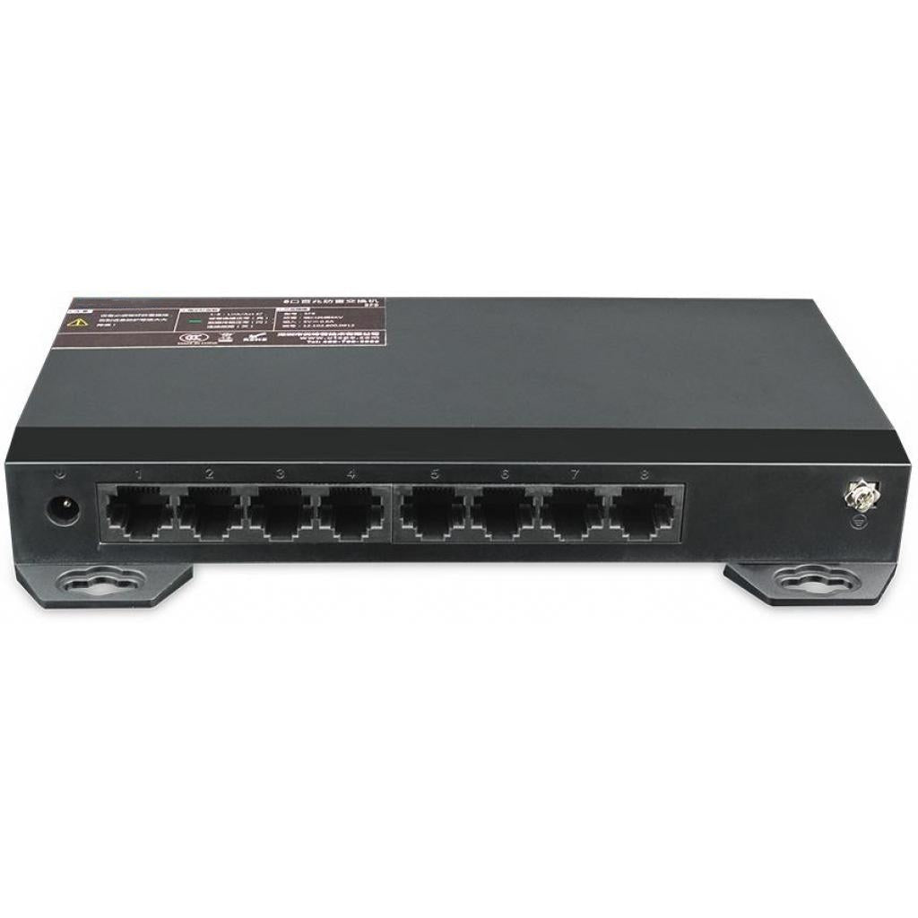 SW-8A-S2 – 8x Port Netzwerk Gigabit Switch, 16Gbps Kapazität, Unmanaged, CCTV-Modus, geschirmte RJ-45 Ports, Lüfterloses Meta