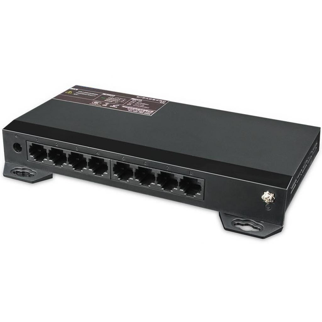 8x Port Netzwerk Gigabit Switch, 16Gbps Kapazität, Unmanaged, CCTV-Modus, geschirmte RJ-45 Ports, Lüfterloses Metallgehäuse –