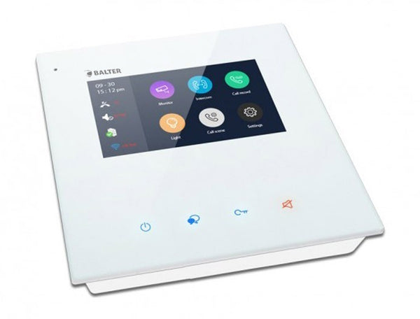 BALTER JUNO 4.3" Videostation, Touchscreen Bildschirm, 2-Draht BUS Technologie, Plexiglas, Interkom, microSD-Slot, Weiß – JUN