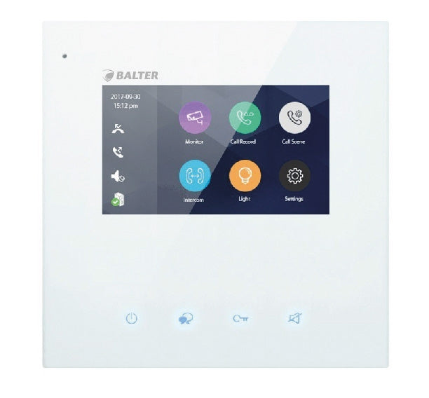 BALTER JUNO 4.3" Videostation, Touchscreen Bildschirm, 2-Draht BUS Technologie, Plexiglas, Interkom, microSD-Slot, Weiß – JUN