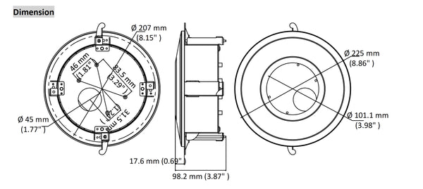 Neostar Deckeneinbaukit für die Dome-Kameras NTI-D8014MIR / NTI-8015MIR – NAC-ICM-JZ7221-D37