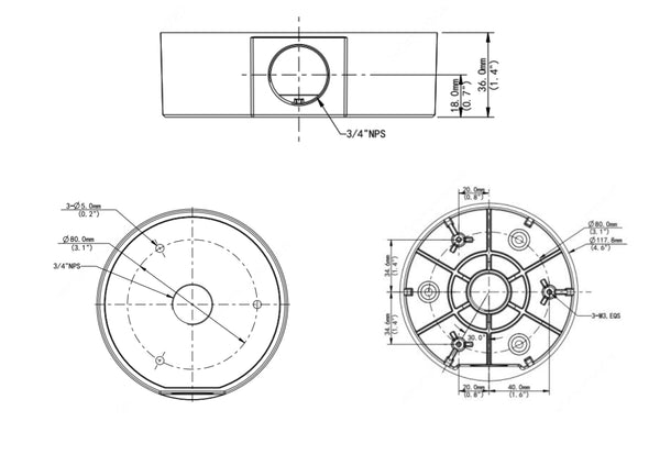 BALTER X  Anschlussdose / Junction Box für ECO mini Eyeball Kameras mit Fixbrennweite, D117 x 36 mm, Aluminium, Weiß – BCC-A2