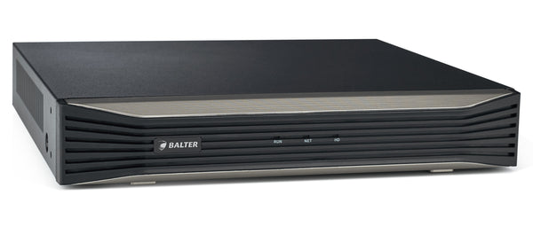 BALTER X ECO 4-Kanal PoE Netzwerk Rekorder, 4K UHD, H.265, 64Mbit, VCA Suche, HDMI 4K, Cloud P2P, PTZ, Audio Out, ONVIF, 48V 