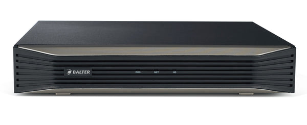 BALTER X ECO 4-Kanal PoE Netzwerk Rekorder, 4K UHD, H.265, 64Mbit, VCA Suche, HDMI 4K, Cloud P2P, PTZ, Audio Out, ONVIF, 48V 