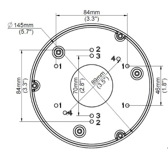 BALTER X Montageplatte für PRO Dome-Kameras mit Vario- und Motorzoom-Objektiven, D145 x 13 mm, Aluminium – BCC-A08TP