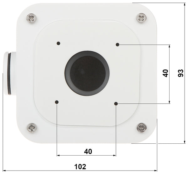 BALTER X Kleine Anschlussdose / Mini Junction Box für Außenkameras mit Fixbrennweite und rechteckiger Wandhalterung, 93 x 93 