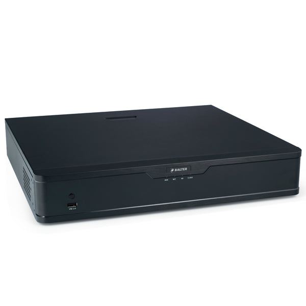 BALTER X ECO 32-Kanal Netzwerk Rekorder mit 16 PoE-Ports, 4K UHD, H.265, 160Mbit, Videoanalyse, HDMI 4K, Cloud P2P, PTZ, Audi