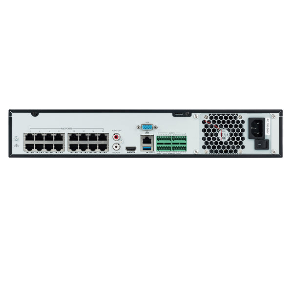 BALTER X ECO 32-Kanal Netzwerk Rekorder mit 16 PoE-Ports, 4K UHD, H.265, 160Mbit, Videoanalyse, HDMI 4K, Cloud P2P, PTZ, Audi