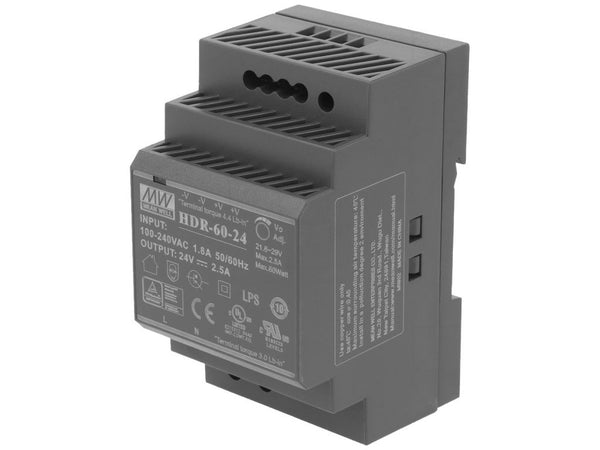 Hutschienen-Netzteil HDR 24V DC, 60 Watt, 2.5A Netzteil auf die DIN-Schiene – HDR-60-24