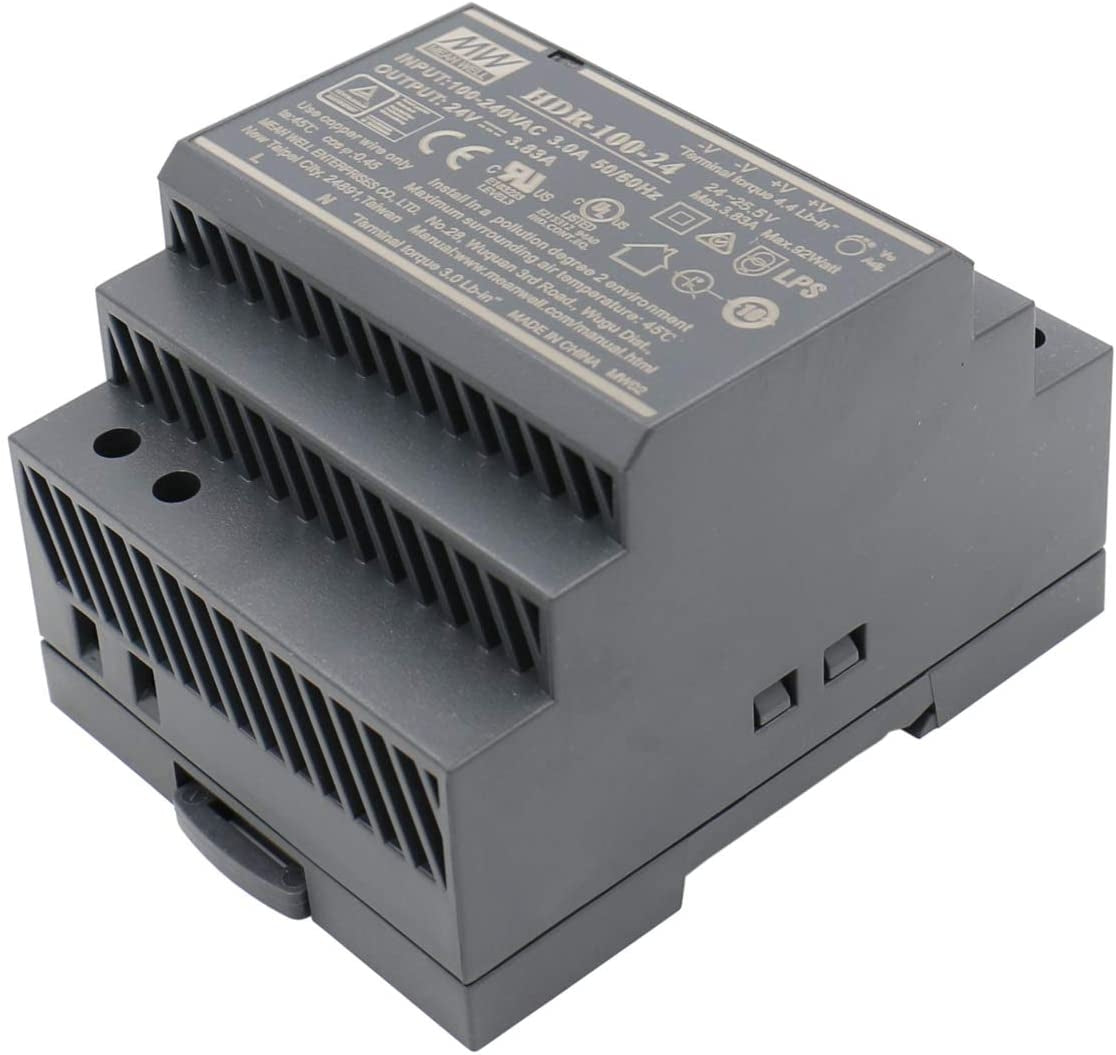Hutschienen-Netzteil HDR 24V DC, 100 Watt, 3.83A Netzteil auf die DIN-Schiene – HDR-100-24