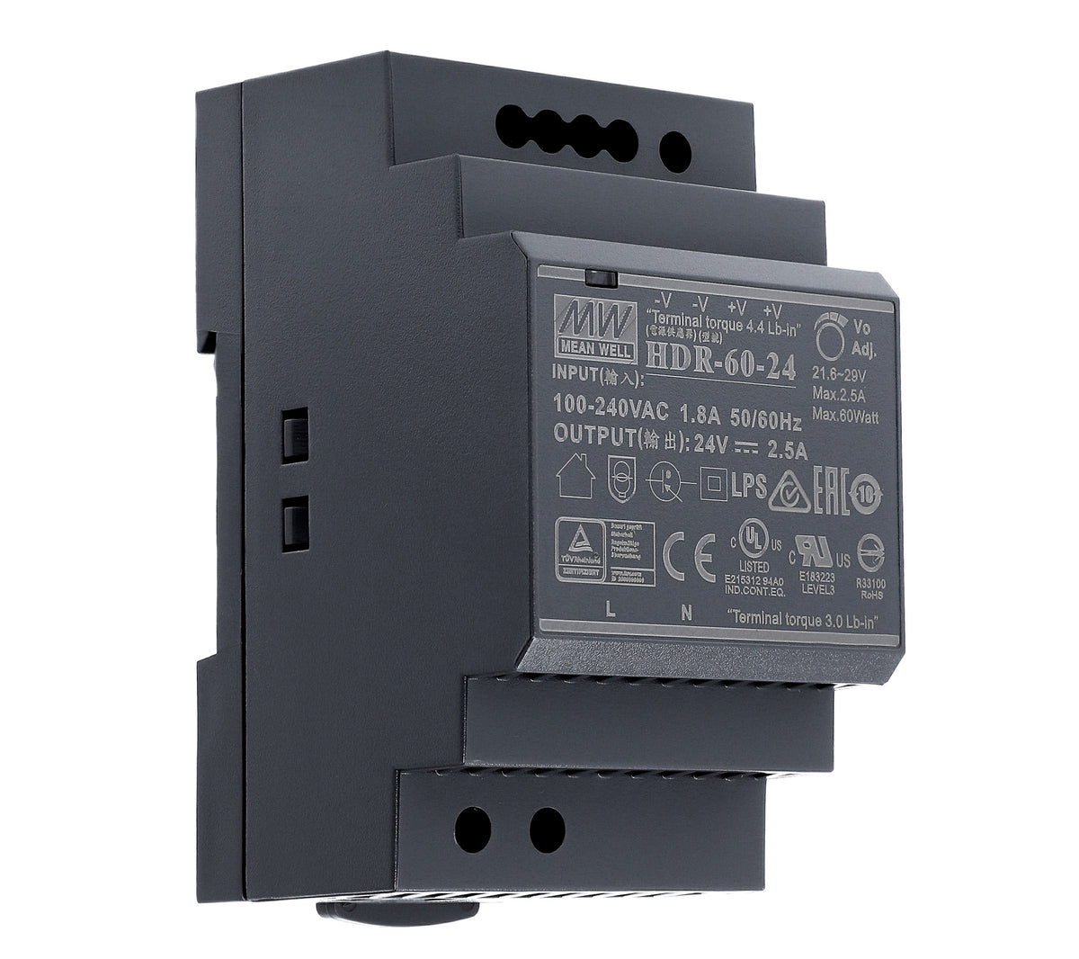 Hutschienen-Netzteil HDR 24V DC, 60 Watt, 2.5A Netzteil auf die DIN-Schiene – HDR-60-24