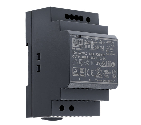 Hutschienen-Netzteil HDR 24V DC, 60 Watt, 2.5A Netzteil auf die DIN-Schiene – HDR-60-24
