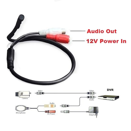 Externes Mikrofon, RCA-Audioanschluss, 420mm, 6V - 12V DC – NAC-MC1