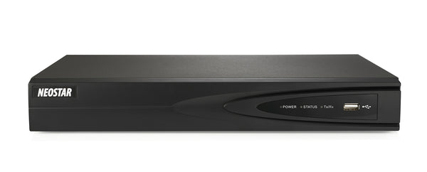 NEOSTAR 4-Kanal 4K UHD PoE NVR, 3840x2160p, 40Mbit, H.265 / H.264, VCA, CMS, HDMI 4K, Cloud P2P, PTZ, Audio IO, Alarm IO, ONV
