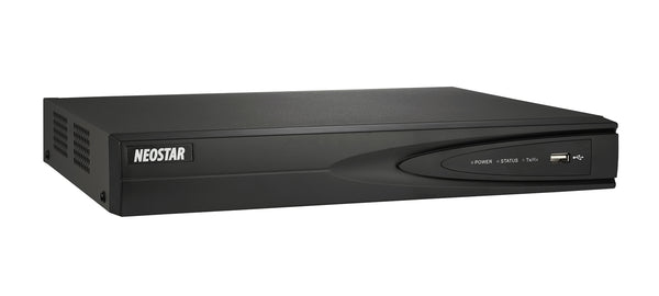 NEOSTAR 4-Kanal 4K UHD PoE NVR, 3840x2160p, 40Mbit, H.265 / H.264, VCA, CMS, HDMI 4K, Cloud P2P, PTZ, Audio IO, Alarm IO, ONV