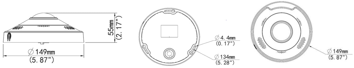 BALTER X ECO IP Fisheye Kamera mit 12.0MP, 360° Panorama Kamerawinkel, 4000x3000p, Nachtsicht 10m, WDR 120dB, Ultra H.265, Mi