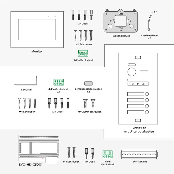 BALTER EVO HD 2-Draht IP-BUS Komplettsystem – EVO-HD-KIT-1FAM-WIFI