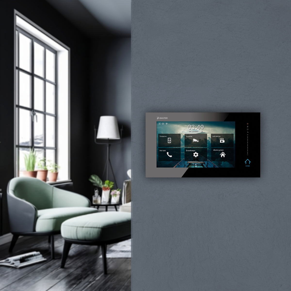 BALTER ERA HD-Monitor Black mit 7 Zoll IP Touchscreen-Bildschirm, IP über 2-Draht BUS, WiFi + Cloud Anbindung, HD-Bildschirm,