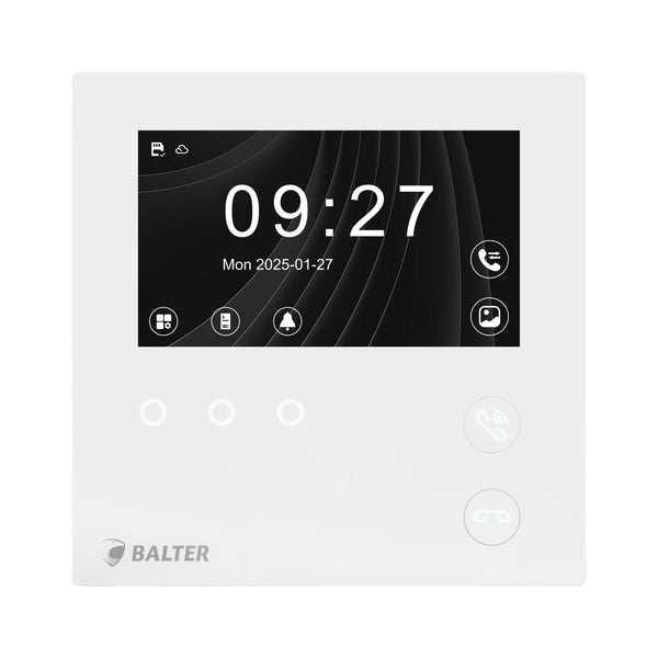 BALTER EVO HD MINI 4.3" Videostation, LCD-Farb-Bildschirm, microSD, Sensortasten, 2-Draht IP-BUS, Plaxiglas, Interkom, Weiß –