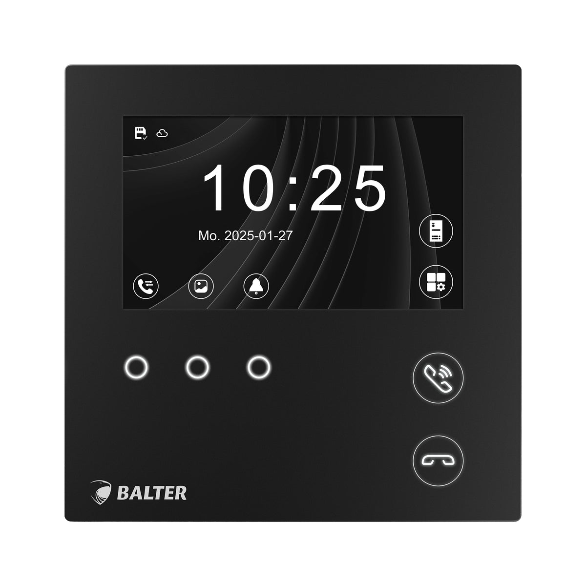 BALTER EVO HD MINI BLACK 4.3" Videostation, LCD-Farb-Bildschirm, microSD, Sensortasten, 2-Draht IP-BUS, Plaxiglas, Interkom, 