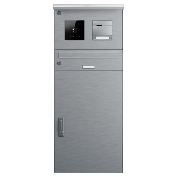 BALTER Standbriefkasten mit Paketfach für 1 Einheit, integrierte EVO-HD-PRO-Module: Kameramodul und Audiomodul mit 1 Ruftaste