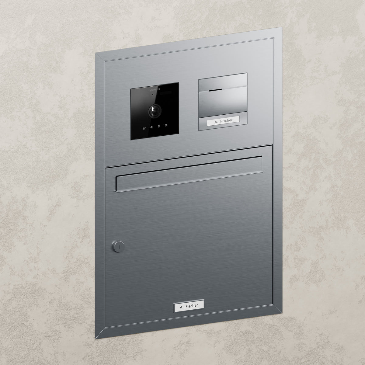 BALTER Unterputzbriefkasten für 1 Einheit, integrierte EVO-HD-PRO-Module: Kameramodul und Audiomodul mit 1 Ruftaste, Video-Tü