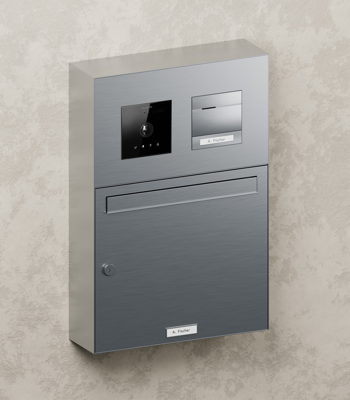 BALTER Aufputzbriefkasten für 1 Einheit, integrierte EVO-HD-PRO-Module: Kameramodul und Audiomodul mit 1 Ruftaste, Video-Türs