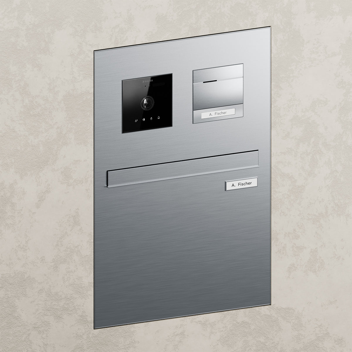BALTER Durchwurfbriefkasten für 1 Einheit, integrierte EVO-HD-PRO-Module: Kameramodul und Audiomodul mit 1 Ruftaste, Video-Tü