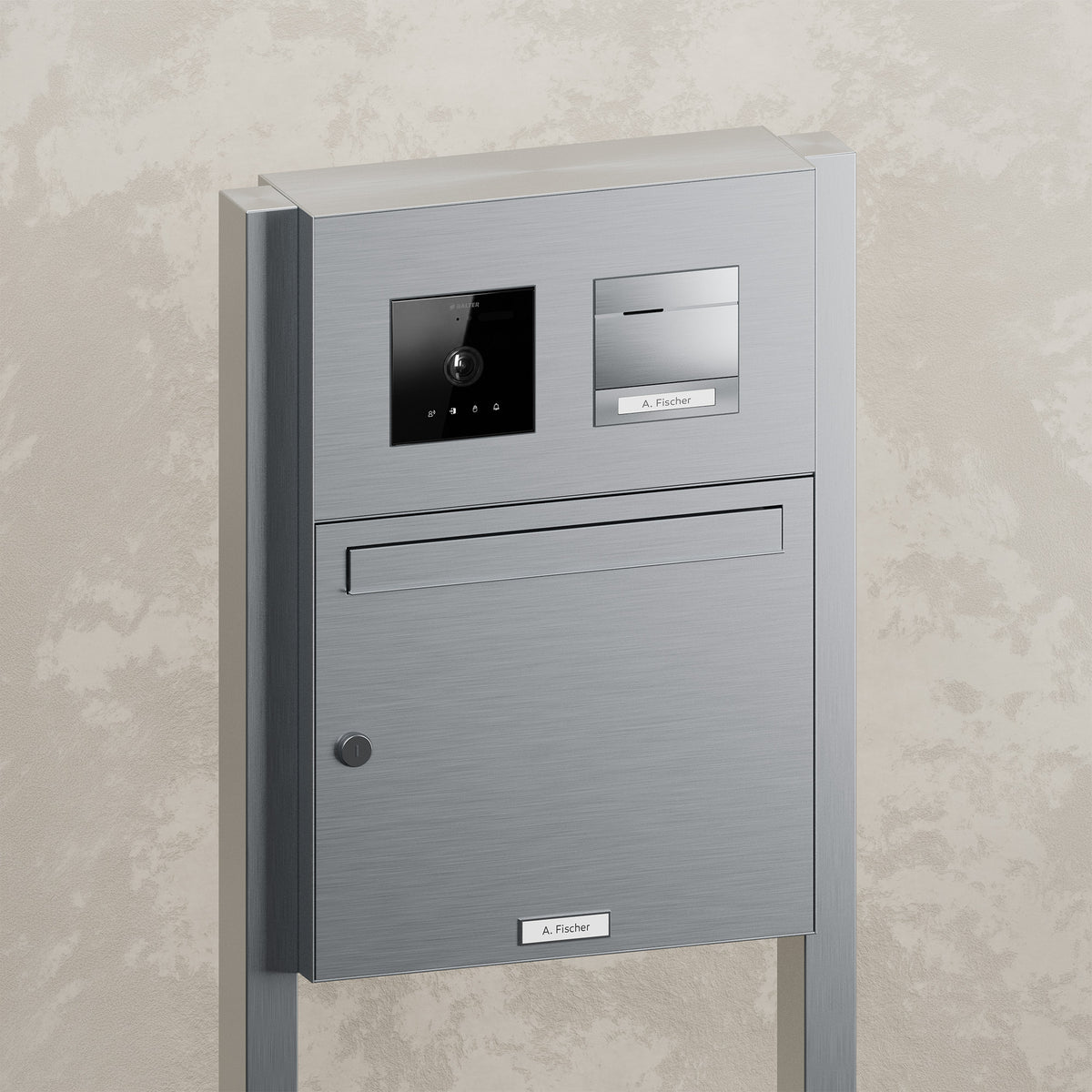 BALTER Standbriefkasten mit offenen Standfüßen für 1 Einheit, integrierte EVO-HD-PRO-Module: Kameramodul und Audiomodul mit 1