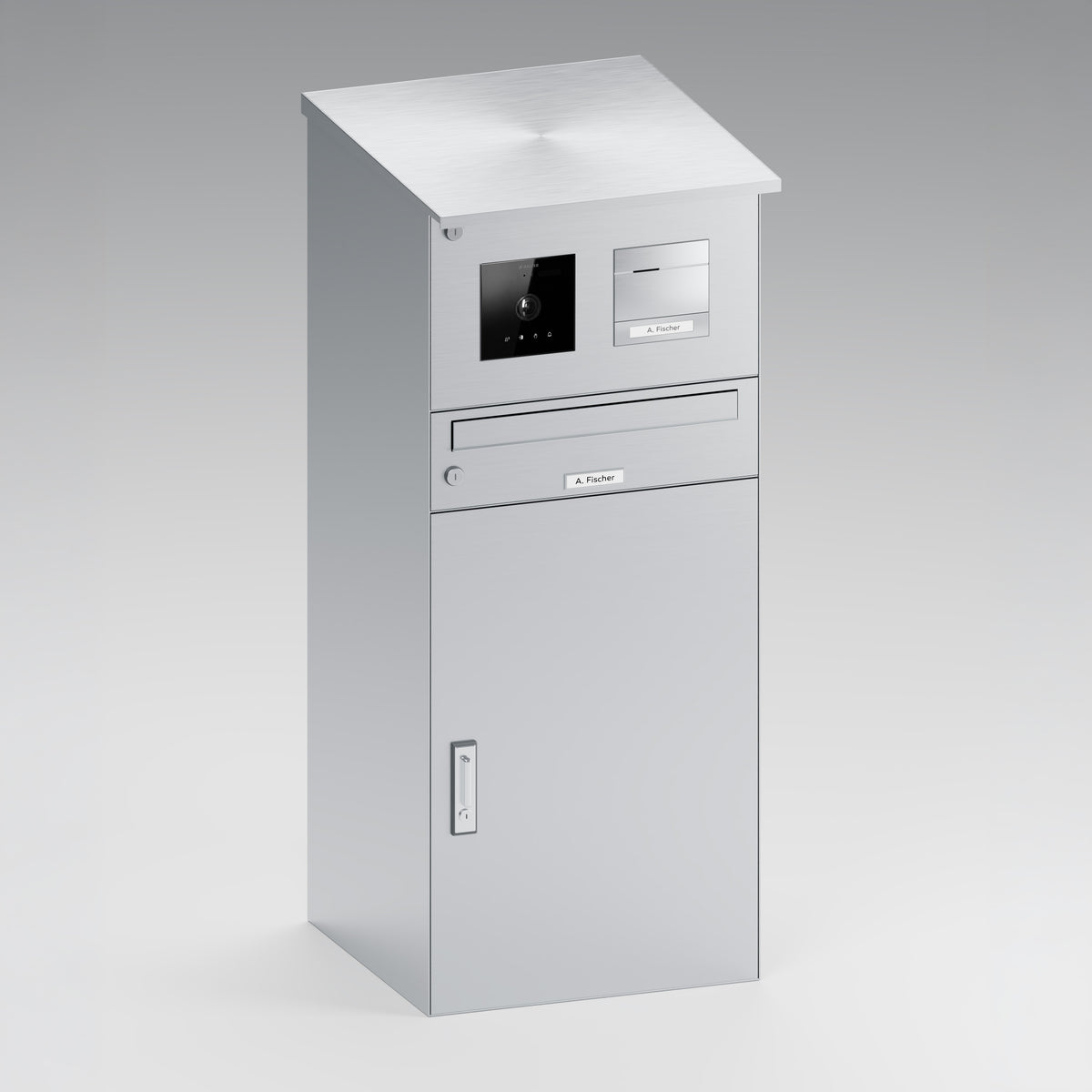 BALTER Standbriefkasten mit Paketfach für 1 Einheit, integrierte EVO-HD-PRO-Module: Kameramodul und Audiomodul mit 1 Ruftaste
