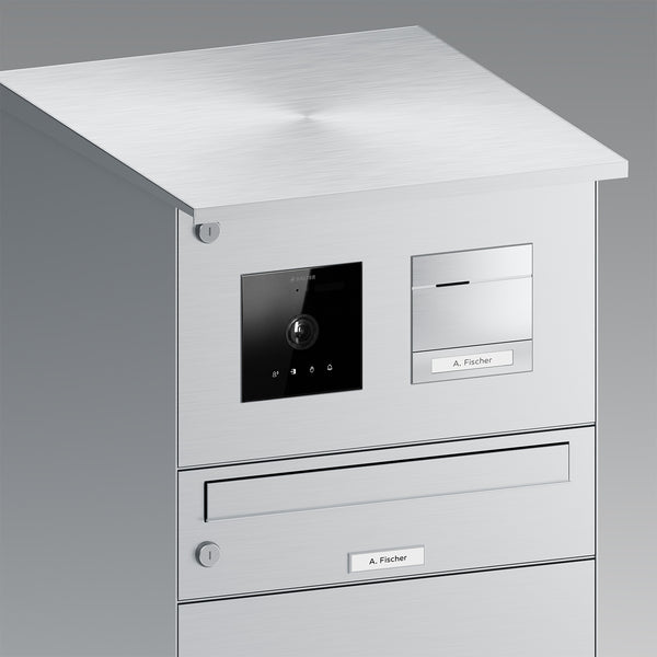 BALTER Standbriefkasten mit Paketfach für 1 Einheit, integrierte EVO-HD-PRO-Module: Kameramodul und Audiomodul mit 1 Ruftaste