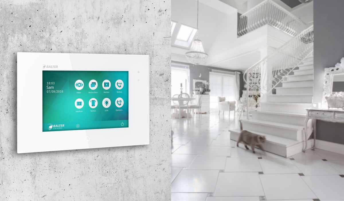 BALTER JUNO 7 " Videostation, Touchscreen Bildschirm, 2-Draht BUS Technologie, Plexiglas, Interkom, microSD-Slot, Weiß – JUNO